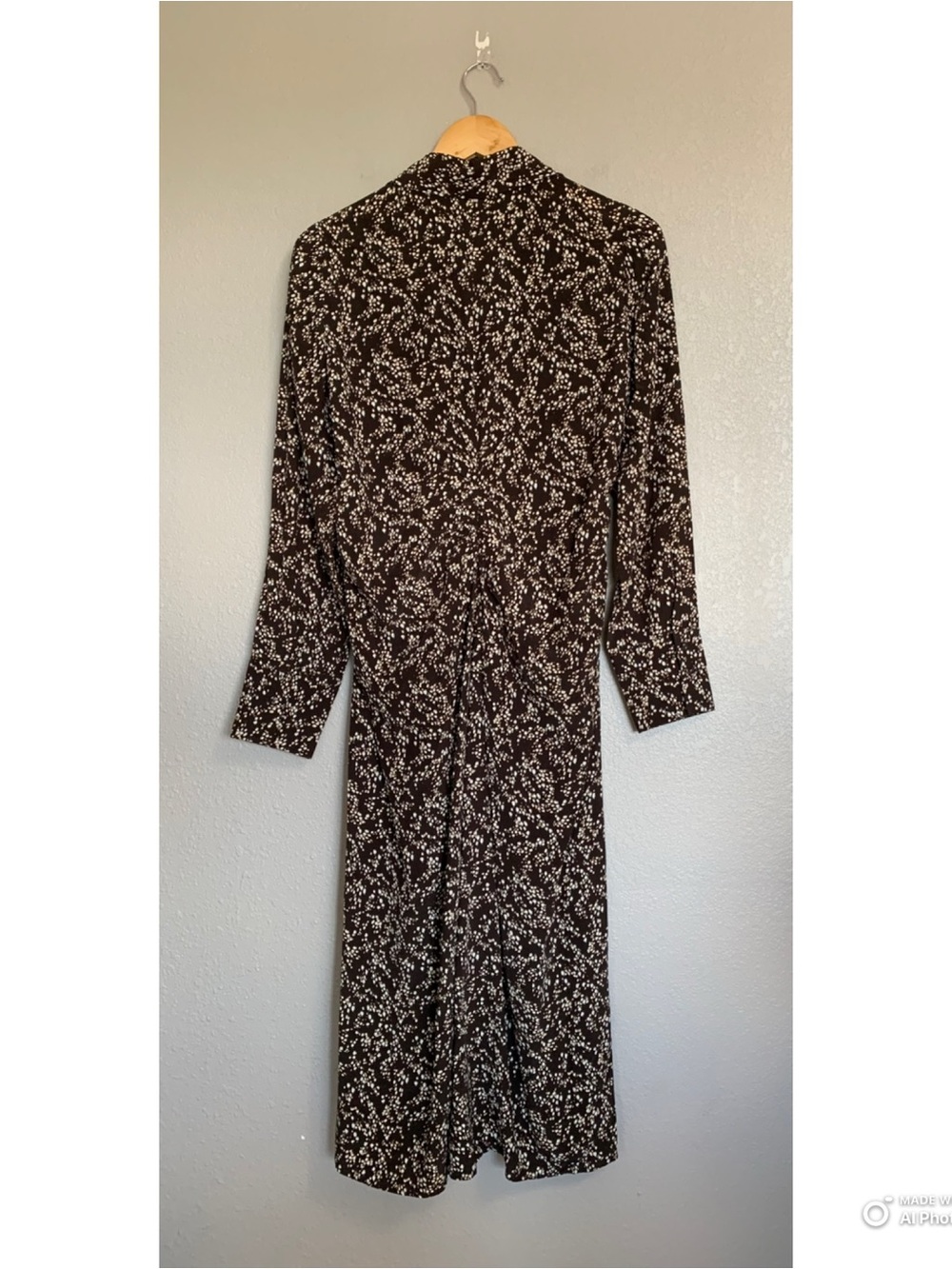 Madewell Ruched Midi Shirtdress in Bridgette Spots Brown Long Sleeve Size 2 NWT - Picture 8 of 17